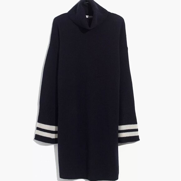 Madewell Wool Bell-Sleeve Turtleneck Sweater-Dress in Nautical Stripe - Picture 4 of 5